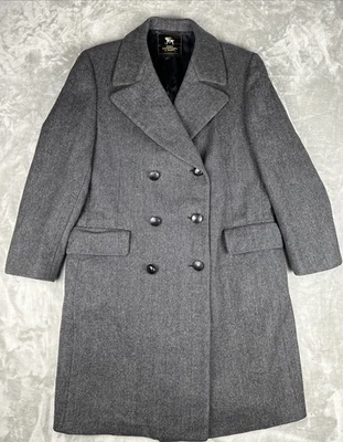 Vtg Hart Schaffner Marx Overcoat Men 42R Grey Wool Herringbone Bespoke Old Money - Image 1 of 4