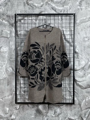 Abrigo Gudrun Sjoden Estampado Floral 100% Lana Suelto Cremallera Talla M Foto 1 de 4