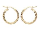 9ct Yellow Gold 20mm Fancy Twisted Hoop Earrings - Solid 9ct Gold