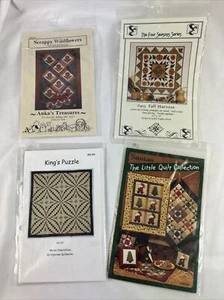 Quilt Pattern Lot Of 4 Scrappy Wildflowers Fall Harvest Kings Puzzle Santas - Picture 1 of 5