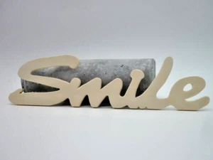 Schriftzug Smile Lachen Lächeln Dekoration Sperrholz  Holzdeko - Bild 1 von 7