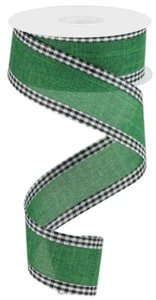 Solid Canvas Ribbon with Gingham Edge, 10 Yards (Emerald Green) - RGA109806 - Picture 1 of 1