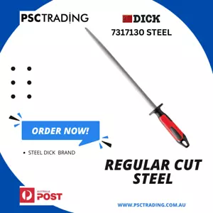 F DICK Round Regular Cut Butcher Knife Sharpening Steel 12" with Non Slip Handle - Foto 1 di 2