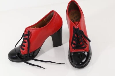 Botas al Tobillo Kelsi Dagger Cuero Rojo Con Cordones Negras Puntera Tacón Mujer Moda 9 Foto 1 de 4