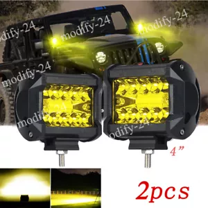 2pcs 4" Yellow Amber LED Work Lights Driving Lights Pods Fit Jeep Wrangler JK TJ - Picture 1 of 10