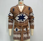 Tribal Aztec Native American Southwest Chimayo Design Cardigan Cossack Sweater