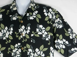 OP SPORT Camisa Grande para Hombre Aloha Hawaiana Negra Floral Océano Pacífico - Imagen 1 de 7