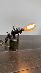 Vintage Swedish Brass Plumbers Blow Torch - Now A Unique Desk or Table lamp - Picture 1 of 24