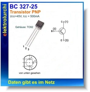 20x BC327-25 PNP Silicon Transistor - TO-92 - 45V / 500mA / 625mW - Fairchild - Picture 1 of 2