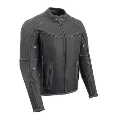 Milwaukee Leather 1536 Men's Vintage Distressed Grey Motorcycle Rider Jacket - Image 1 of 4