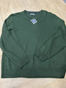 Charter Club Room Dark Green v neck Sweater Mens XXL merino wool - Picture 1 of 2