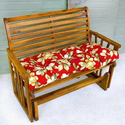 Cojín Columpio Porche Repuesto Banco Asiento Acolchado Almohada Planeador 44" Floral Rojo Foto 1 de 4