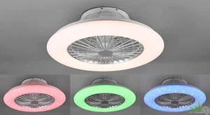 VENTILATORE SOFFITTO MULTICOLOR LAMPADARIO PLAFONIERA LED RGB 50 CM TELECOMANDO - Foto 1 di 9
