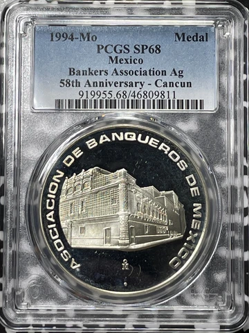 1994-Mo Mexico Bankers Association 50th Ann. Silver Medal PCGS SP68 Lot#G4829 Cover