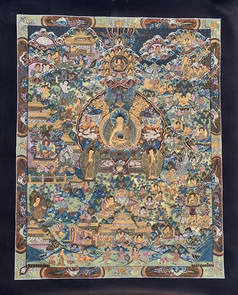 PINTURA THANGKA TIBETANA OBRA MAESTRA MANDALA RUEDA DE LA VIDA/RUEDA DE LA VIDA DEL BUDA Foto 1 de 4