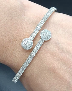 DEAL! 1.90CT Natural Genuine Diamonds Cuff Bangle Bracelet 10K Gold - Picture 1 of 13