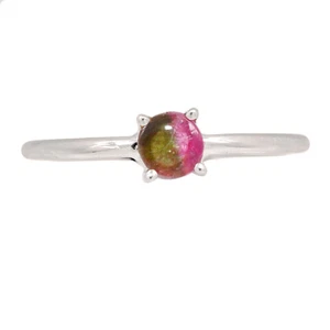 Natural Watermelon Tourmaline 925 Sterling Silver Ring Jewelry s.8.5 CR50798 - Picture 1 of 1