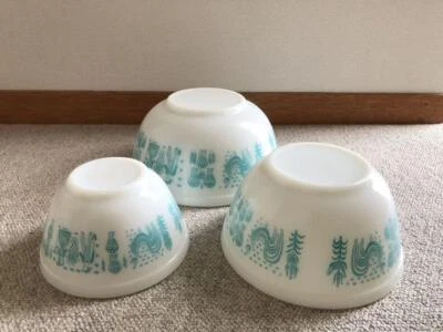 Lot de 3 anciens bols Pyrex Amish imprimé beurre vintage - Photo 1/4