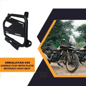 SADDLE STAY WITH PLATE BLACK LH & RH FIT FOR ROYAL ENFIELD NEW HIMALAYAN 450 - Picture 1 of 5