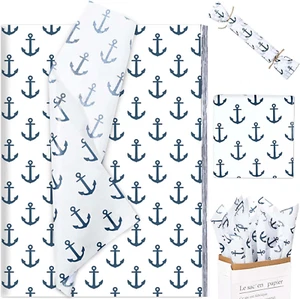 100Sheets Nautical Tissue Paper for Gift Wrapping Anchor Printed Tissue Paper fo - Picture 1 of 8