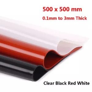 Foglio di gomma siliconica 500 x 500 mm cuscinetto di tenuta 0,1 mm-3 mm spessore nero chiaro bianco - Foto 1 di 12