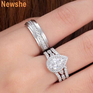 Newshe Couple Wedding Ring Sets Tungsten and Solid Silver His and Her Ring Set