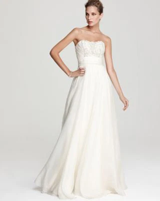 Vestido formal Theia marfil seda adornado organza sin tirantes talla 6 nuevo con etiquetas $1,000 Foto 1 de 4