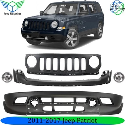 Front Bumper Cover Fascia & Fog Light Assembly Kit For 2011-2017 Jeep Patriot Foto 1 de 4