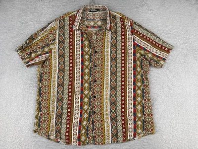 Vatpave Shirt Mens Extra Large Geometric Hawaiian Cotton Viscose Blend Button Up - Image 1 of 4
