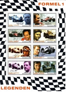 AUSTRIA N. MI 2654-2661 NUOVO DI ZECCA (MINT) FOGLIO PICCOLO FORMULA 1 PILOTA GANCIO - Foto 1 di 1