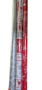 3 x 4m Rolls Of  Christmas Gift Wrapping Paper ( Red & Silver Mix) - Picture 1 of 1