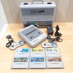 Super Famicom Console SFC with Mario Worls Storage Cse & 6 Games Mario & D. Kong