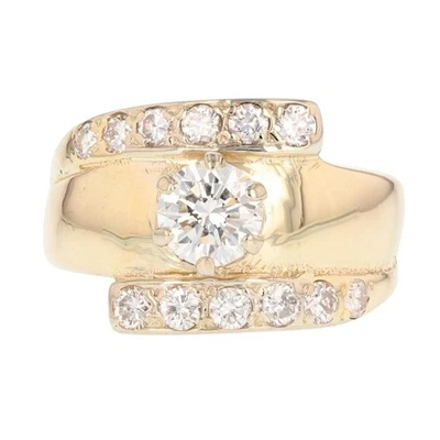 1.18ctw Round Cut Diamond Wide Band Engagement Ring 14k Multi-Tone Gold Size 7.5 - Image 1 of 4