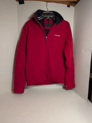 Tommy Hilfiger Jacket Mens XS Hooded Full Zip Windbreaker Coat Red SEE PHOTOS  - Image 1 of 4
