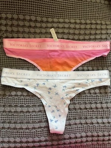 Victoria’s Secret NWT Classic Thong Panty Lot, Size Large, Pink Ombré, Butterfly - Picture 1 of 8