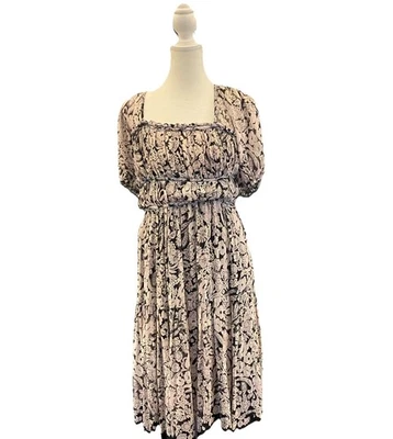 Vestido Anthropologie Maeve Midi Manga Abullonada BOHO Talla MED PETITE Foto 1 de 4