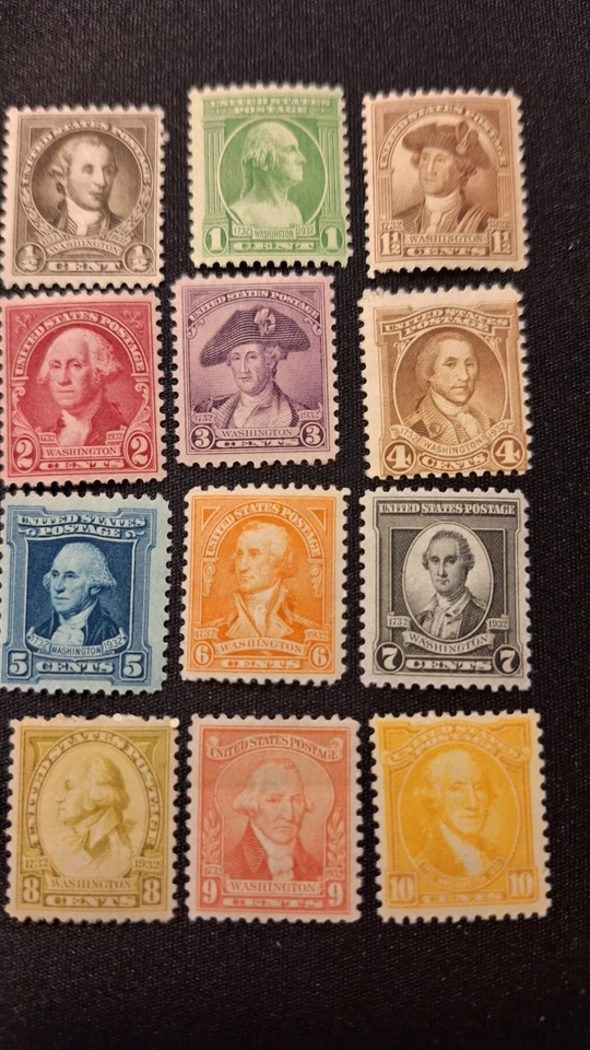 Scott #704-715, M/F/NH, Washington Bicentennial, perf 11x10.5, 1932 - Image 1 of 2