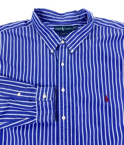 Ralph Lauren Polo Men's Classic Fit Button Down Blue Stripe Shirt 4XLT Tall - Picture 1 of 10