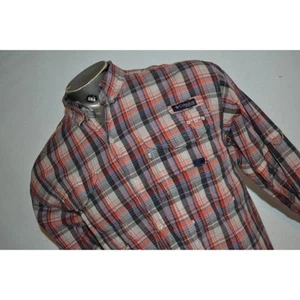 40734 Columbia PFG Fishing Shirt Pink Plaid Cotton Size Medium Mens - Picture 1 of 8