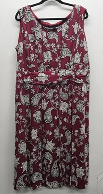 Vestido Perceptions Mujer Talla 2X Borgoña/Blanco/Negro Sin Mangas Cintura Acanalada Foto 1 de 4