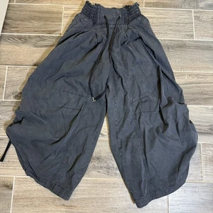 By Anthropologie XXS Ruched Poplin Parachute Pants Gray Wide Leg Drawstring - Picture 1 of 9