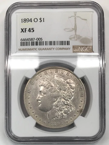 1894 O Morgan Silver Dollar NGC XF-45 Cover