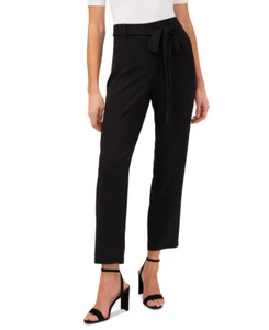 CeCe Women's Cotton Moss Crepe Tie-Waist Pants (Black, 14) - Picture 1 of 3