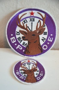Pair BPOE Elks 5" & 3" Patches Benevolent Order of Elks 11th Hour Clock VTG - Picture 1 of 3
