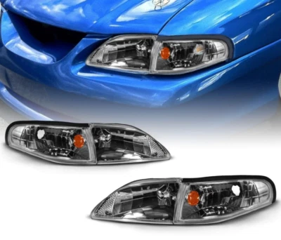 94-98 Ford Mustang GT SVT pistola faros de repuesto de metal + combo señal de esquina Foto 1 de 4