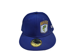 BASS 59FIfty Hat Cap Blue B.A.S.S. Patch Fishing Outdoor Fitted 7 1/8