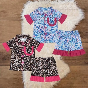Toddler Girls Sibling Loungewear Fashion Leoaprd Shorts Pajama Set - Picture 1 of 5