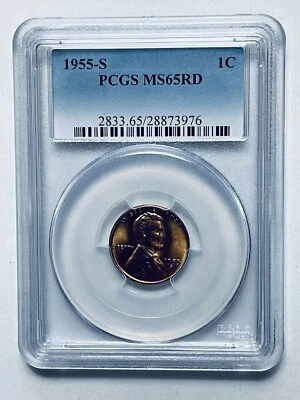 1955-S Lincoln Wheat Reverse Cent PCGS MS65RD - Image 1 of 4