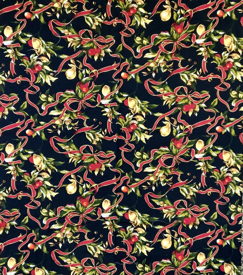 The Alexander Henry Collection Holiday Ribbon & Fruit Fabric 3/4 Yard - Image 1 of 1