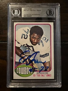 1976 Topps Ed Too Tall Jones #427 BAS Certified BGS Encased Auto Rookie RC - Bild 1 von 1